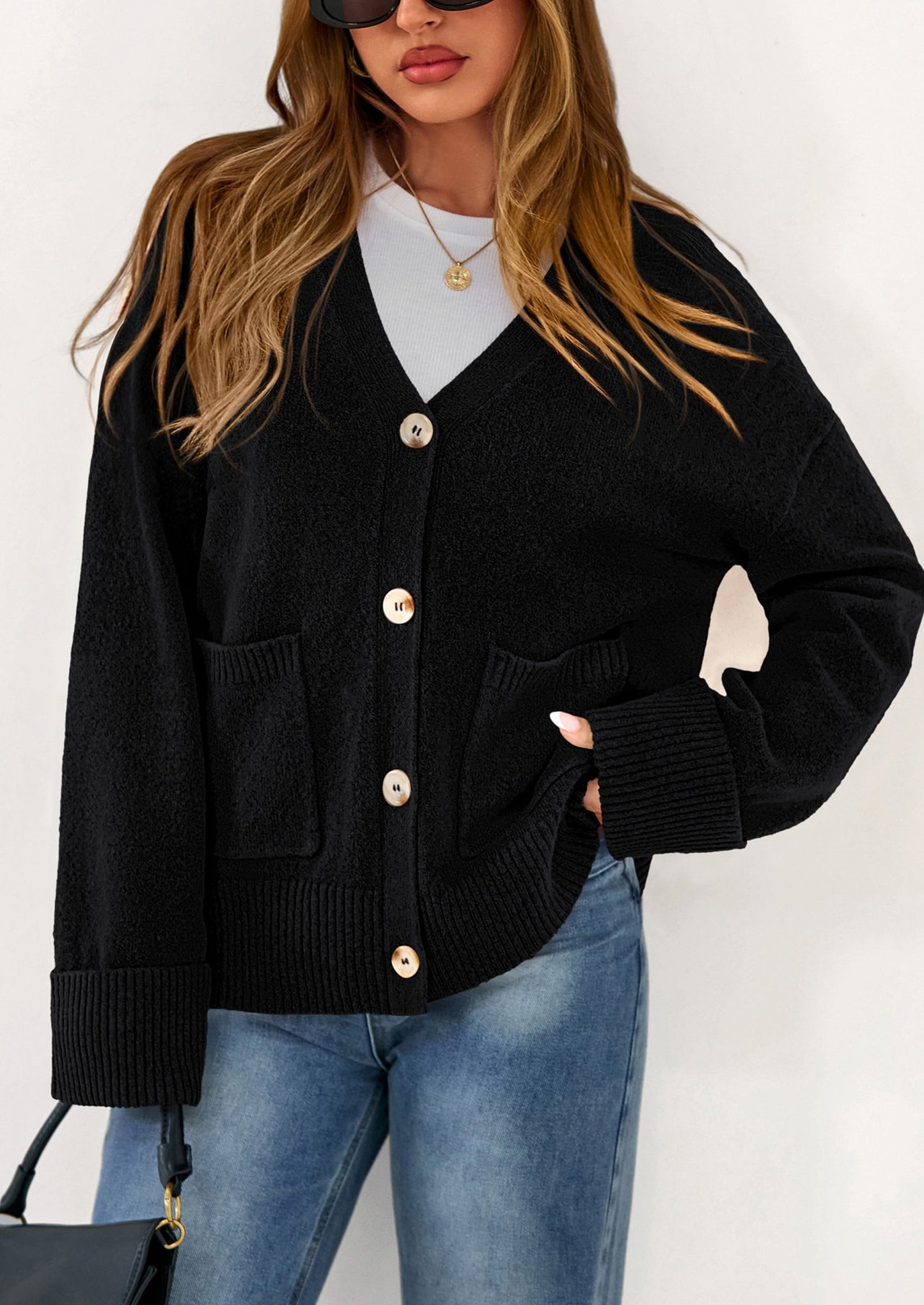 PRETTYGARDEN Women's Oversized Cardigan Sweaters Trendy Chunky Knit Long Sleeve V Neck Button Down Fall Winter Outfits
