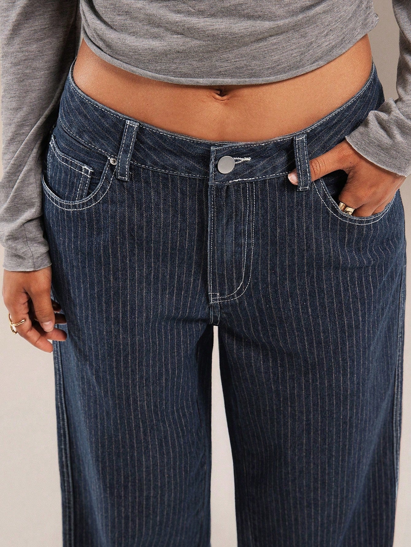 Kayla Printed Pinstripe Jeans