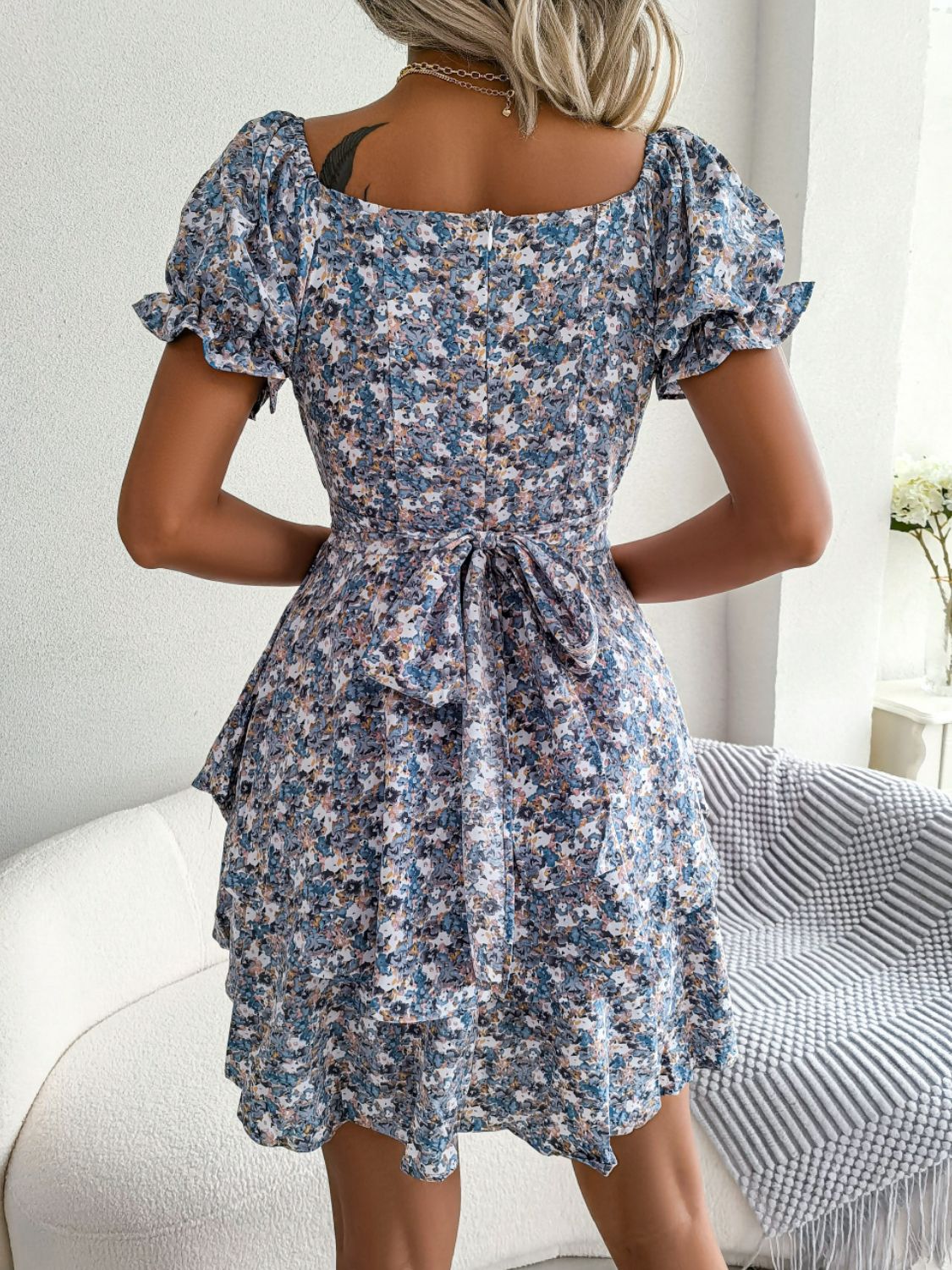 Maya Floral Sweetheart Neck Mini Dress