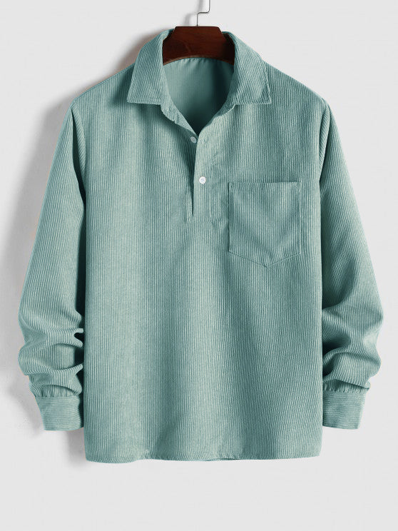 Harrington Corduroy Half-Button Shirt
