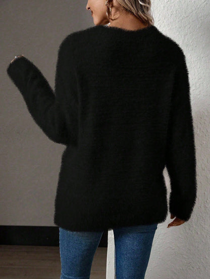 V-Neck Mink Cashmere Knit Pullover