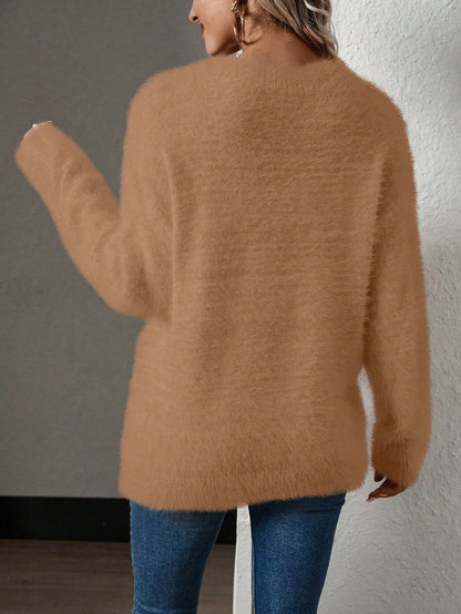V-Neck Mink Cashmere Knit Pullover