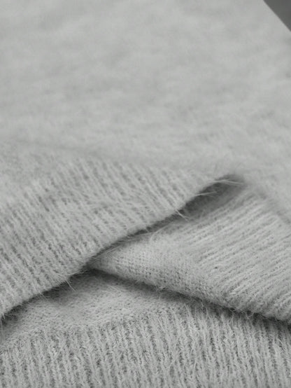 V-Neck Mink Cashmere Knit Pullover