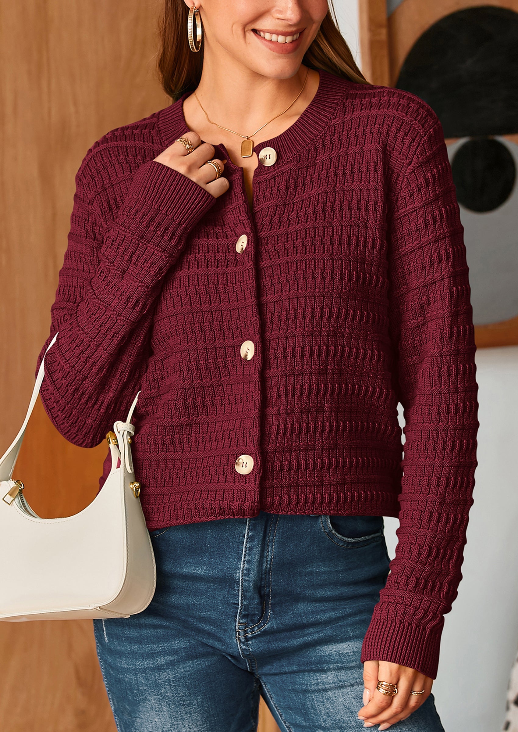 PRETTYGARDEN Women's Knit Cardigan Sweaters Casual Long Sleeve Open Front Button Down Trendy Jackets Outerwear