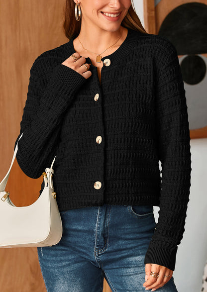PRETTYGARDEN Women's Knit Cardigan Sweaters Casual Long Sleeve Open Front Button Down Trendy Jackets Outerwear