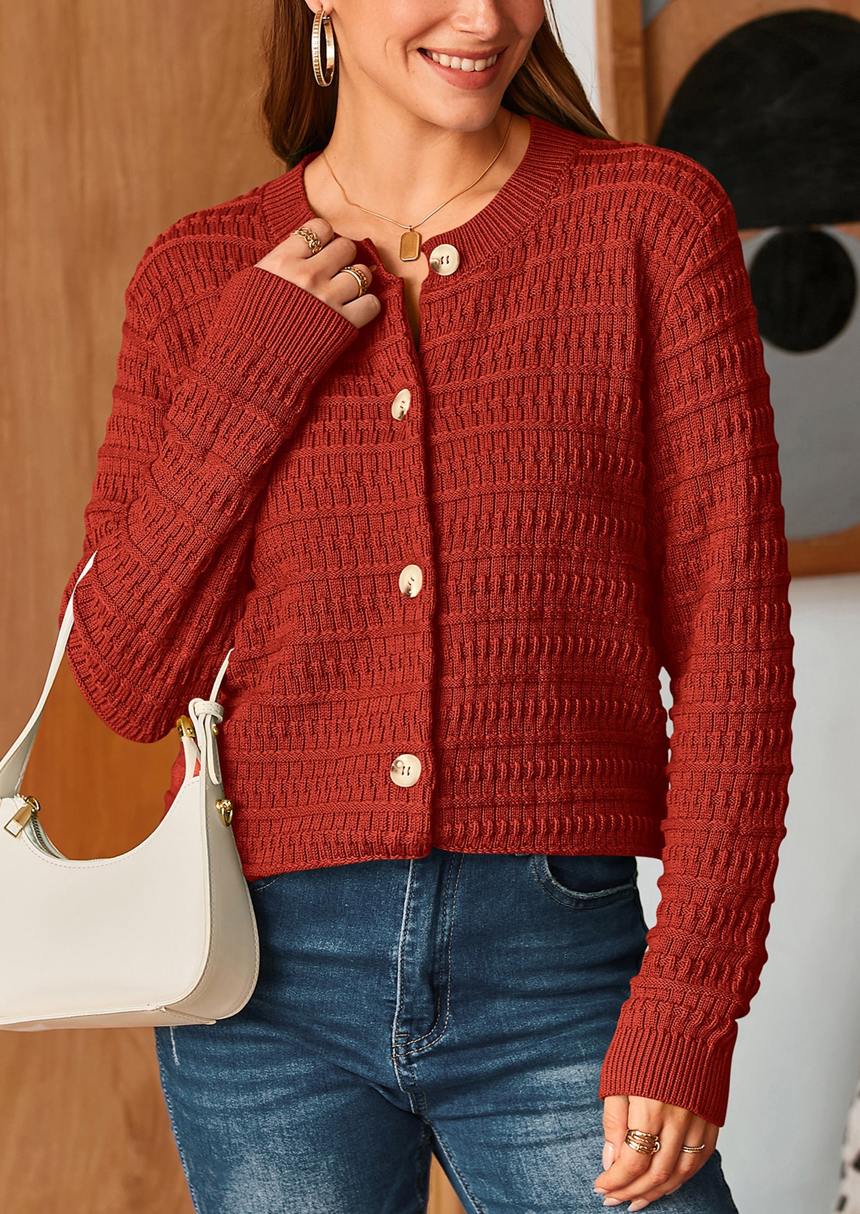 PRETTYGARDEN Women's Knit Cardigan Sweaters Casual Long Sleeve Open Front Button Down Trendy Jackets Outerwear