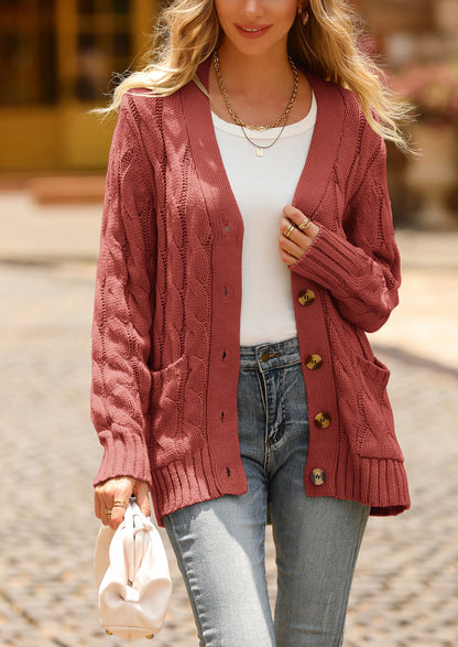 PRETTYGARDEN Women's Open Front Cardigan Sweaters Fall Fashion Button Down Cable Knit Chunky Winter Outerwear Coats