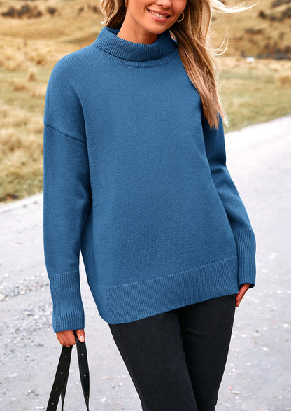 PRETTYGARDEN Women's Turtleneck Oversized Sweater Long Sleeve Chunky Knit Pullover Casual Winter Jumper Tops