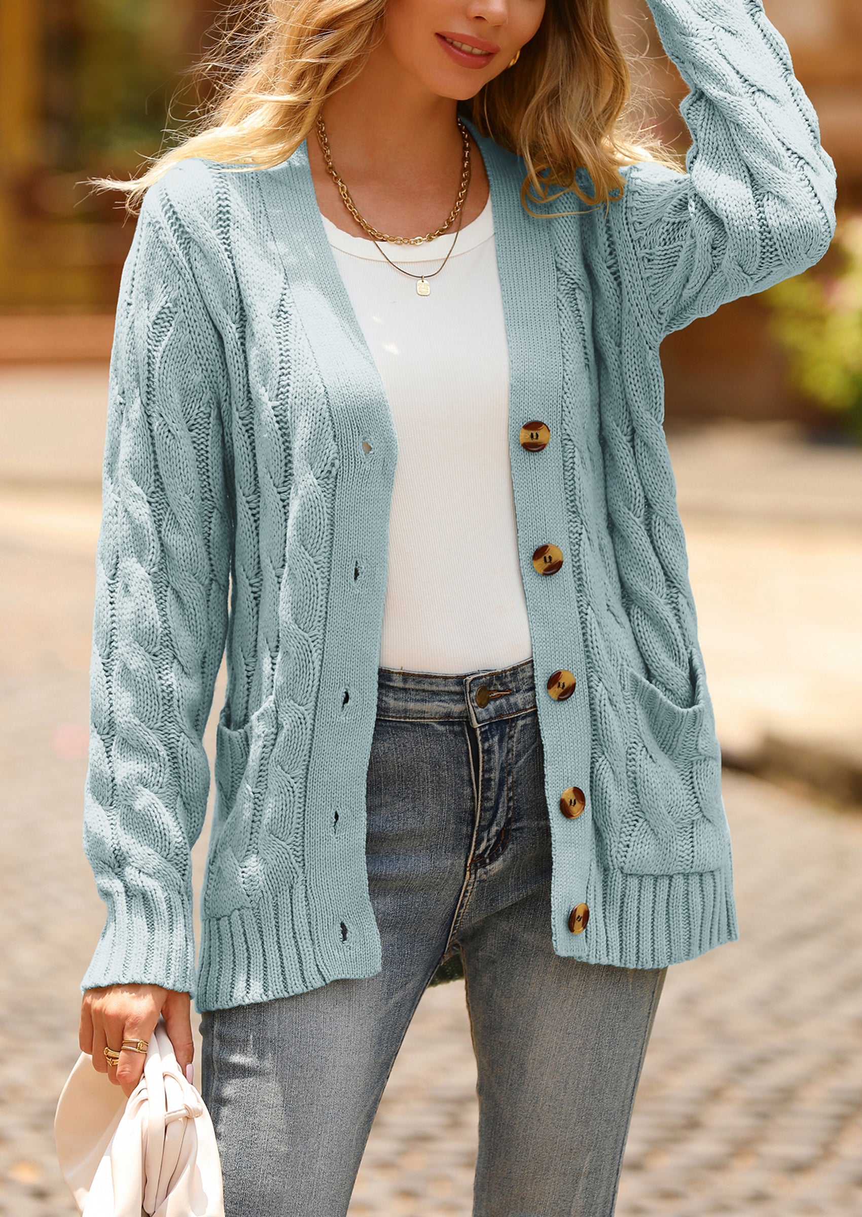 PRETTYGARDEN Women's Open Front Cardigan Sweaters Fall Fashion Button Down Cable Knit Chunky Winter Outerwear Coats