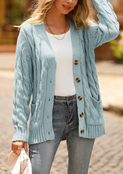 PRETTYGARDEN Women's Open Front Cardigan Sweaters Fall Fashion Button Down Cable Knit Chunky Winter Outerwear Coats
