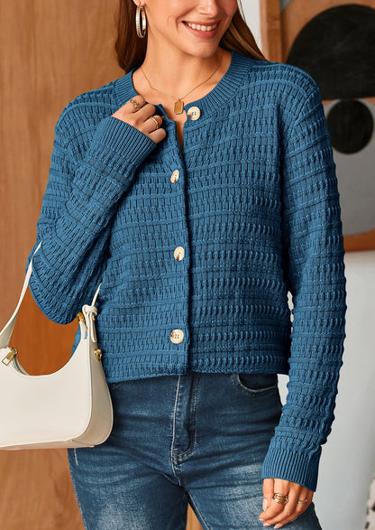 PRETTYGARDEN Women's Knit Cardigan Sweaters Casual Long Sleeve Open Front Button Down Trendy Jackets Outerwear