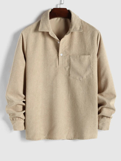 Harrington Corduroy Half-Button Shirt