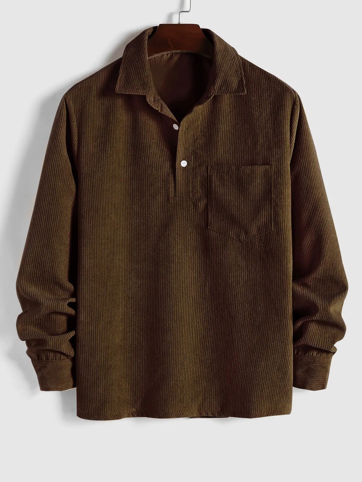 Harrington Corduroy Half-Button Shirt