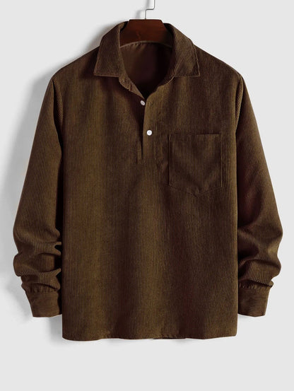 Harrington Corduroy Half-Button Shirt