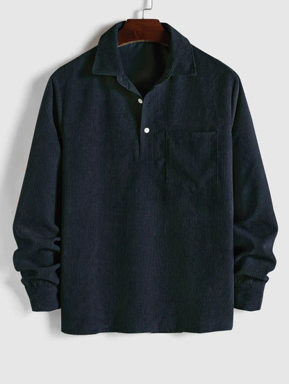 Harrington Corduroy Half-Button Shirt
