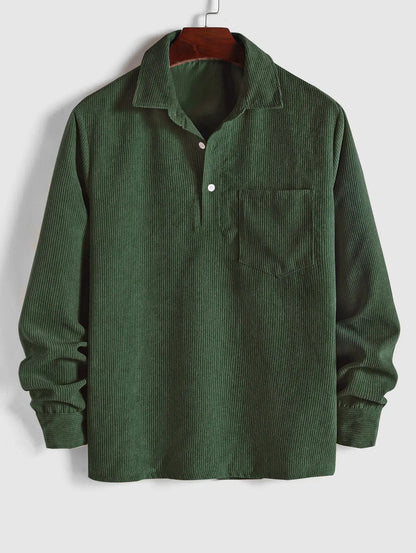 Harrington Corduroy Half-Button Shirt