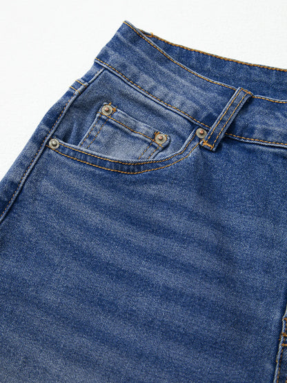 Raw Hem Unique Cuffs Straight High Rise Loose Jeans
