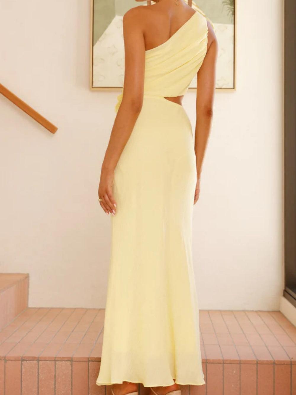 Solid Colour off-shoulder dress with 3D flowers