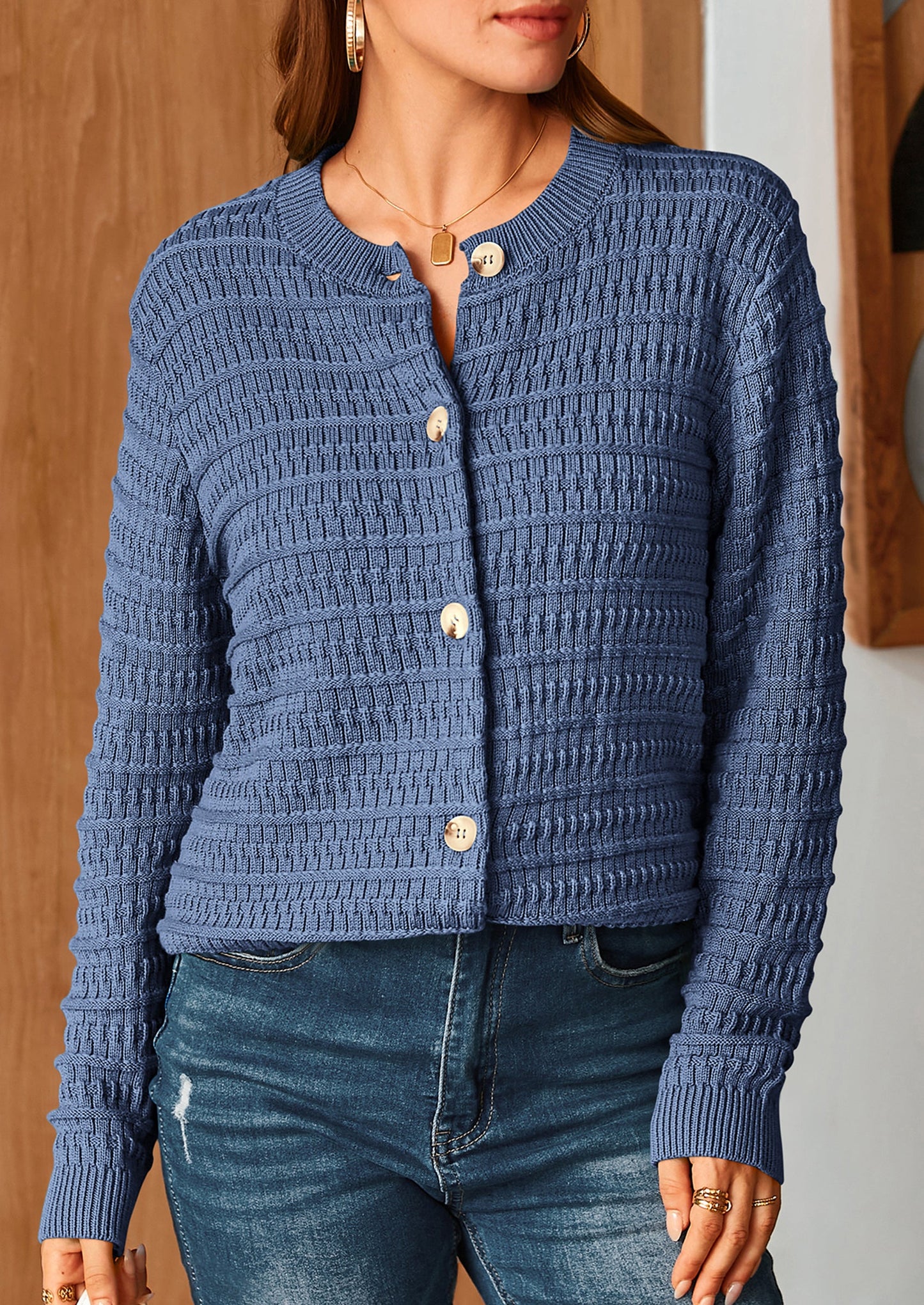 PRETTYGARDEN Women's Knit Cardigan Sweaters Casual Long Sleeve Open Front Button Down Trendy Jackets Outerwear