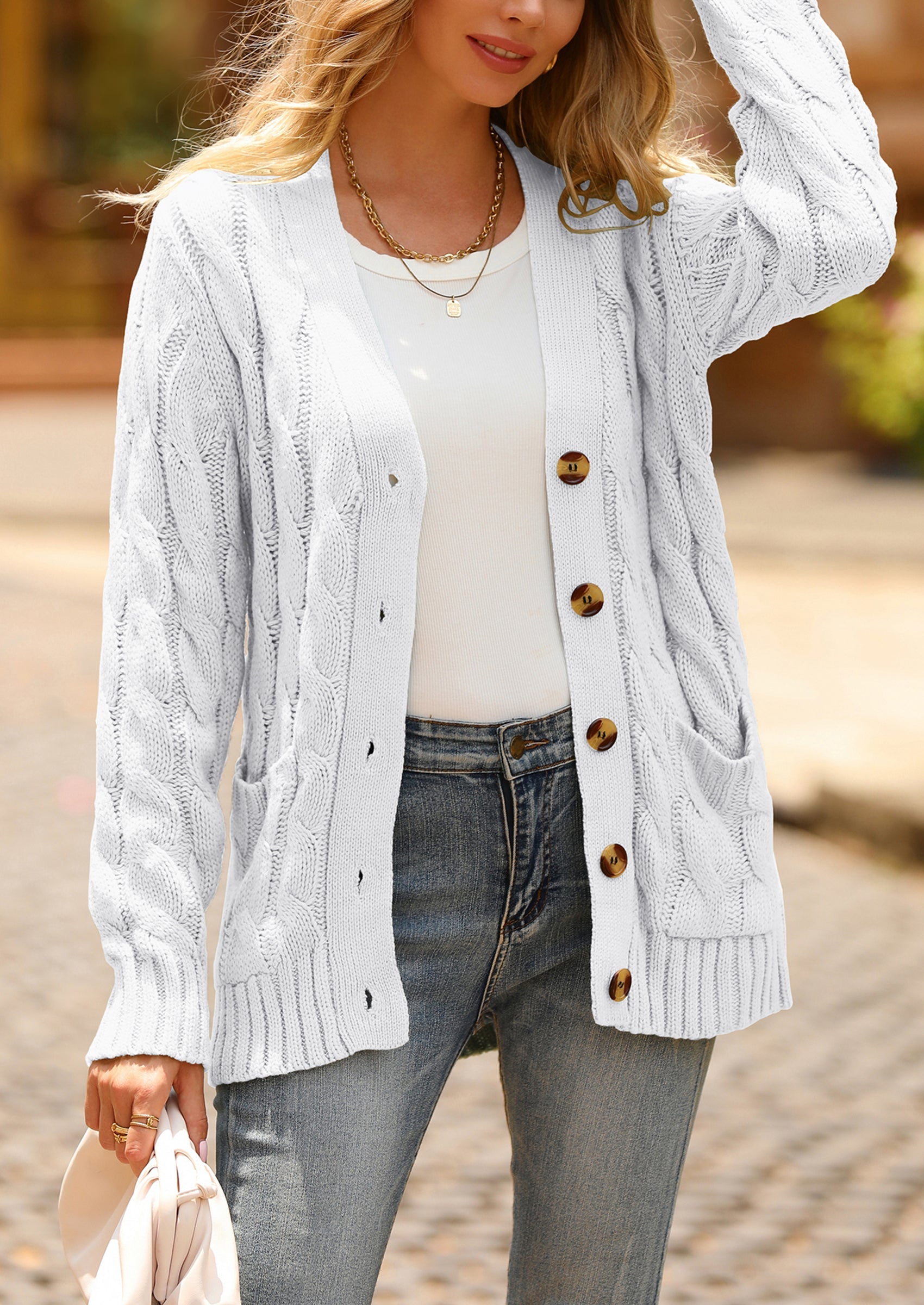 PRETTYGARDEN Women's Open Front Cardigan Sweaters Fall Fashion Button Down Cable Knit Chunky Winter Outerwear Coats