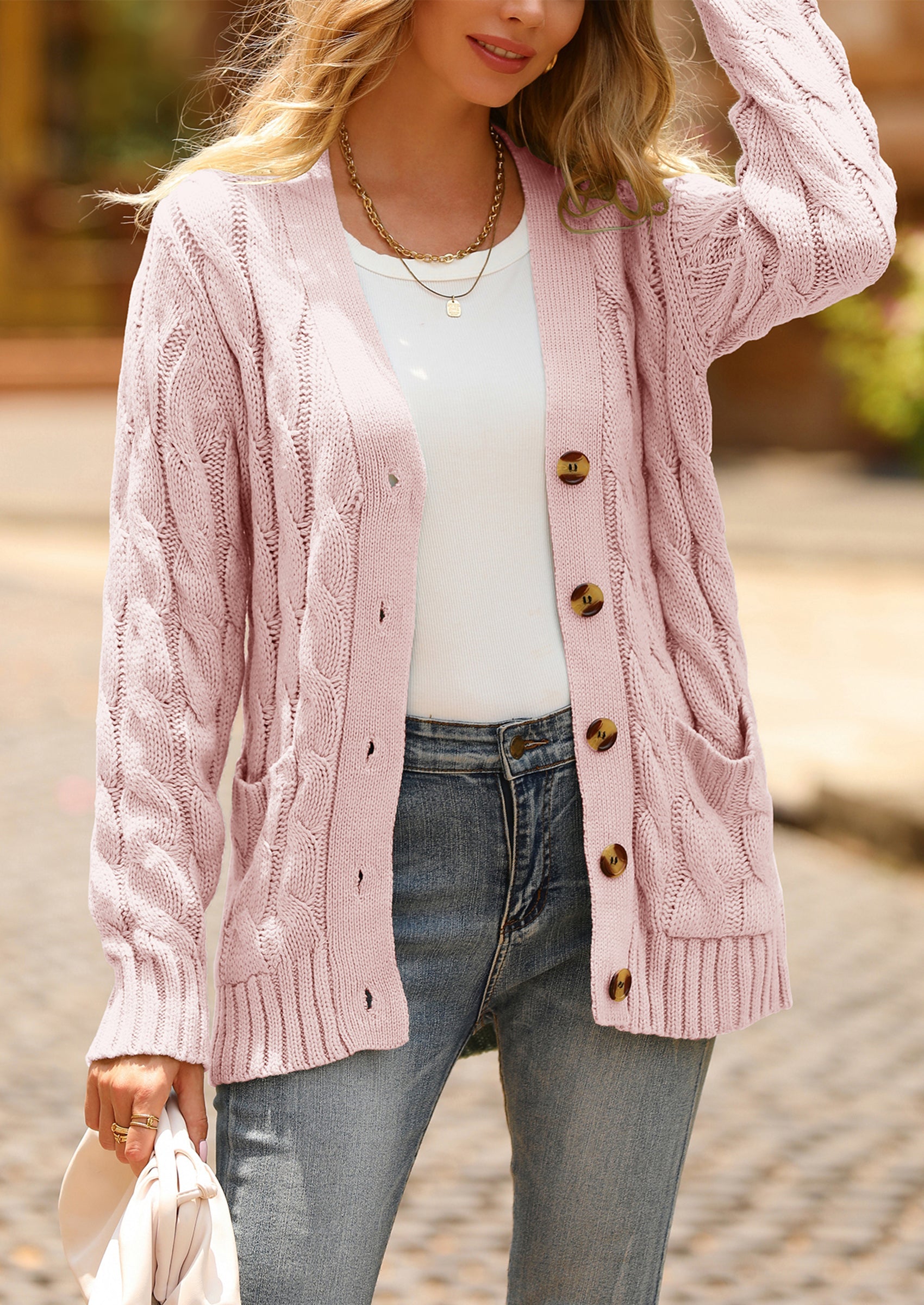 PRETTYGARDEN Women's Open Front Cardigan Sweaters Fall Fashion Button Down Cable Knit Chunky Winter Outerwear Coats
