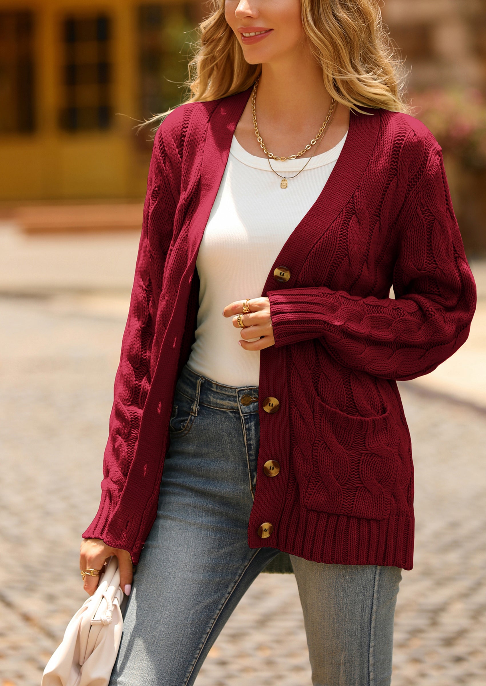 PRETTYGARDEN Women's Open Front Cardigan Sweaters Fall Fashion Button Down Cable Knit Chunky Winter Outerwear Coats