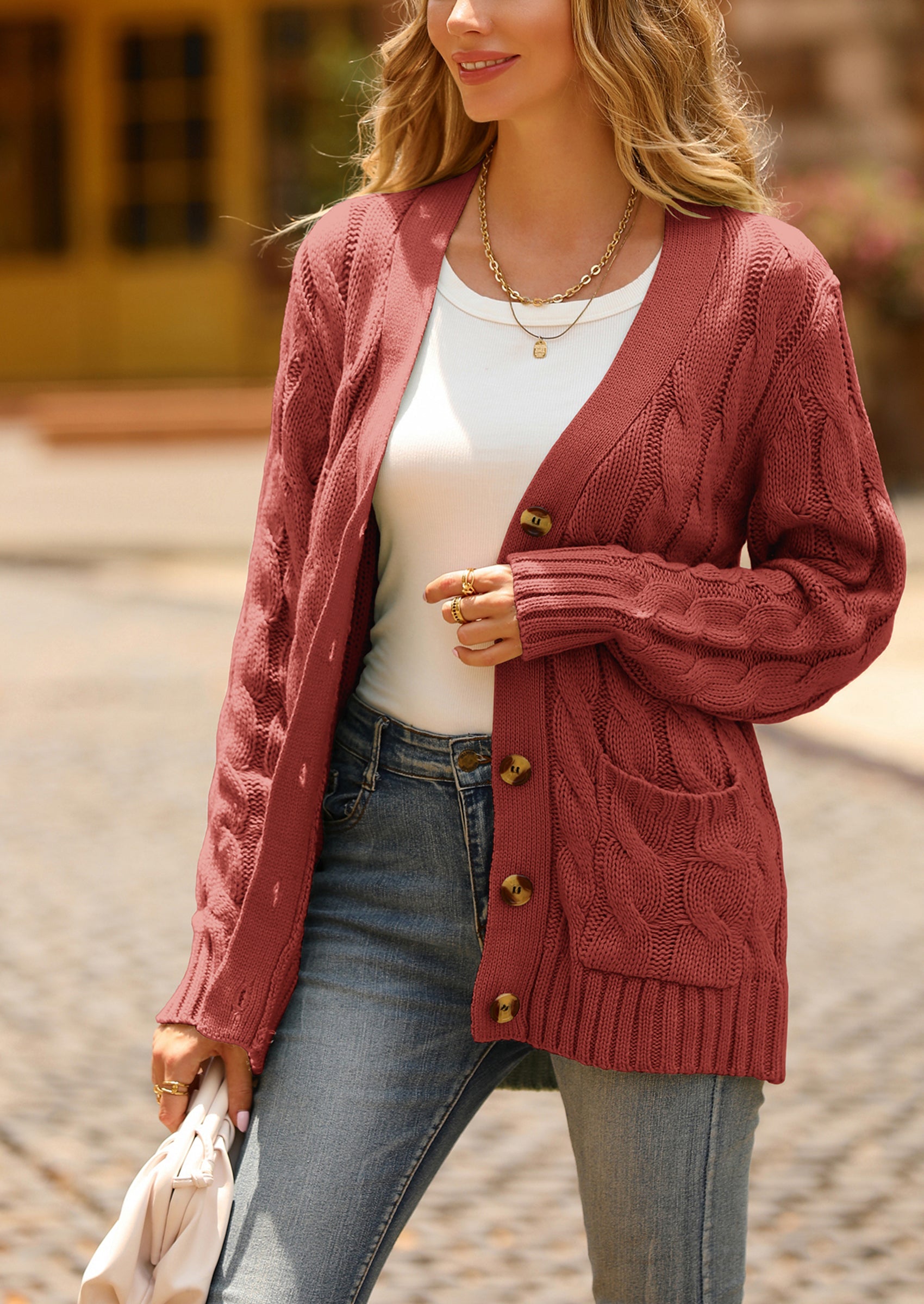 PRETTYGARDEN Women's Open Front Cardigan Sweaters Fall Fashion Button Down Cable Knit Chunky Winter Outerwear Coats