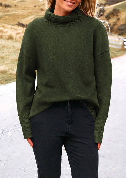 PRETTYGARDEN Women's Turtleneck Oversized Sweater Long Sleeve Chunky Knit Pullover Casual Winter Jumper Tops