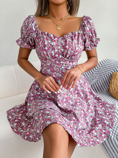 Maya Floral Sweetheart Neck Mini Dress