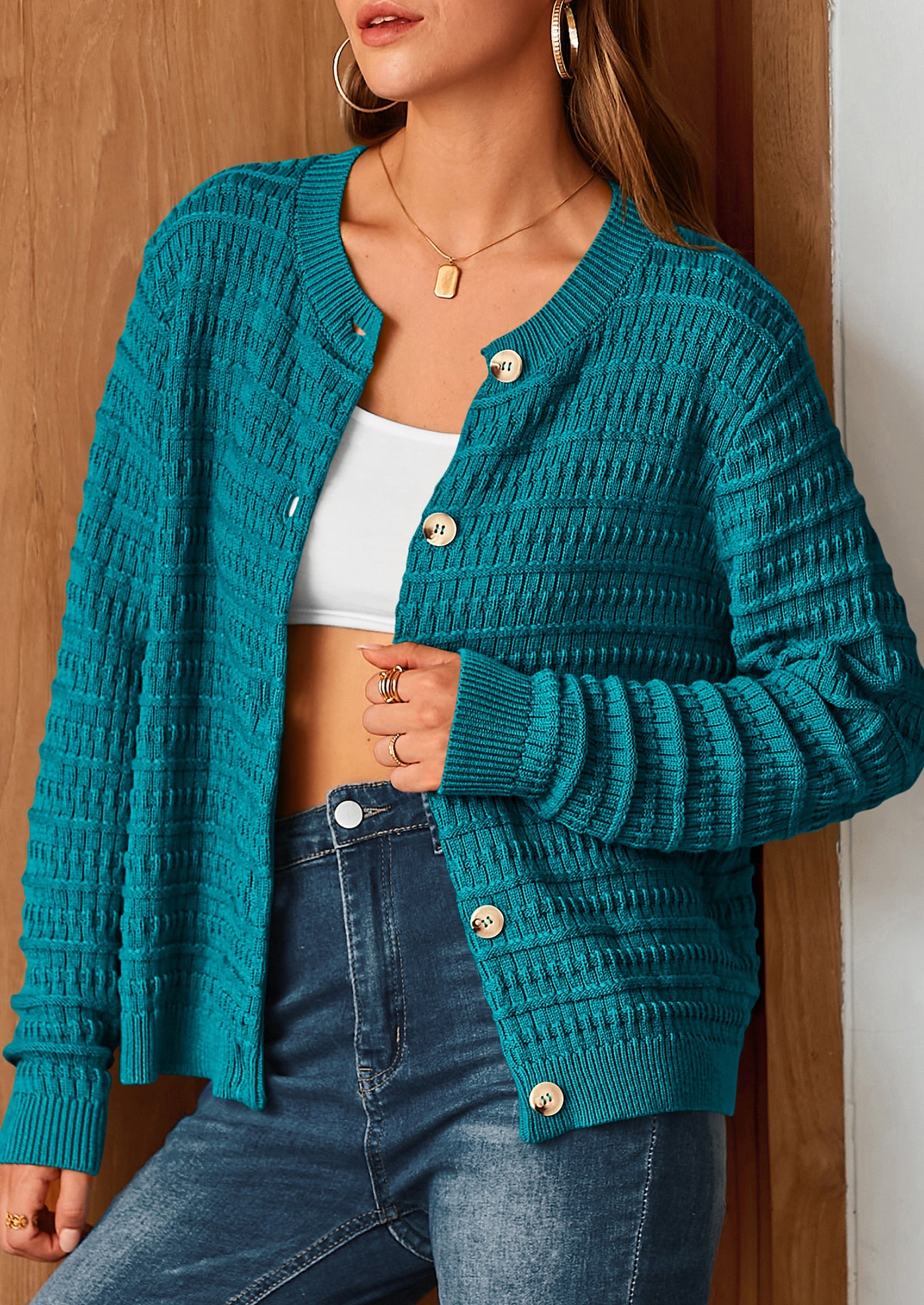 PRETTYGARDEN Women's Knit Cardigan Sweaters Casual Long Sleeve Open Front Button Down Trendy Jackets Outerwear