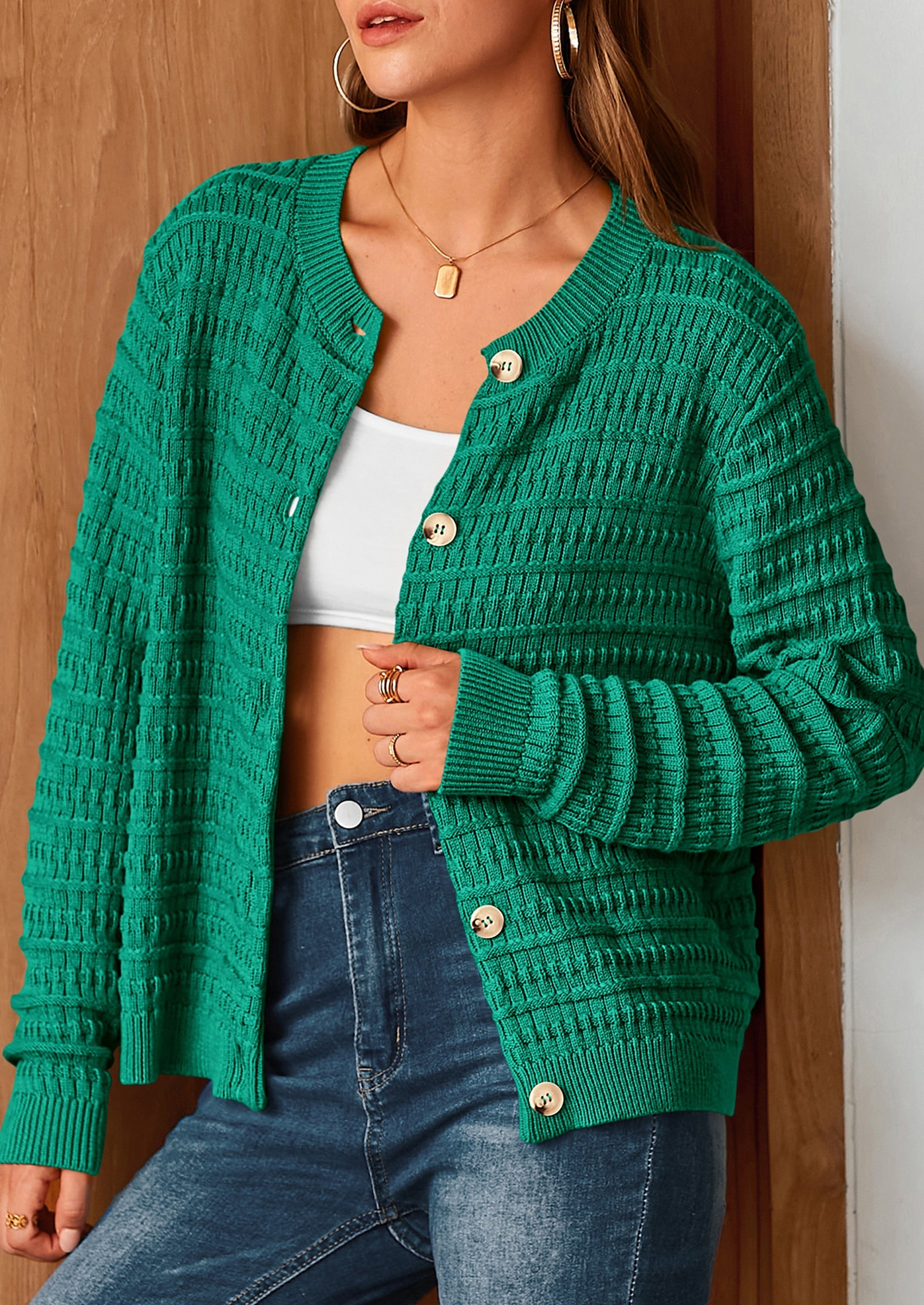 PRETTYGARDEN Women's Knit Cardigan Sweaters Casual Long Sleeve Open Front Button Down Trendy Jackets Outerwear