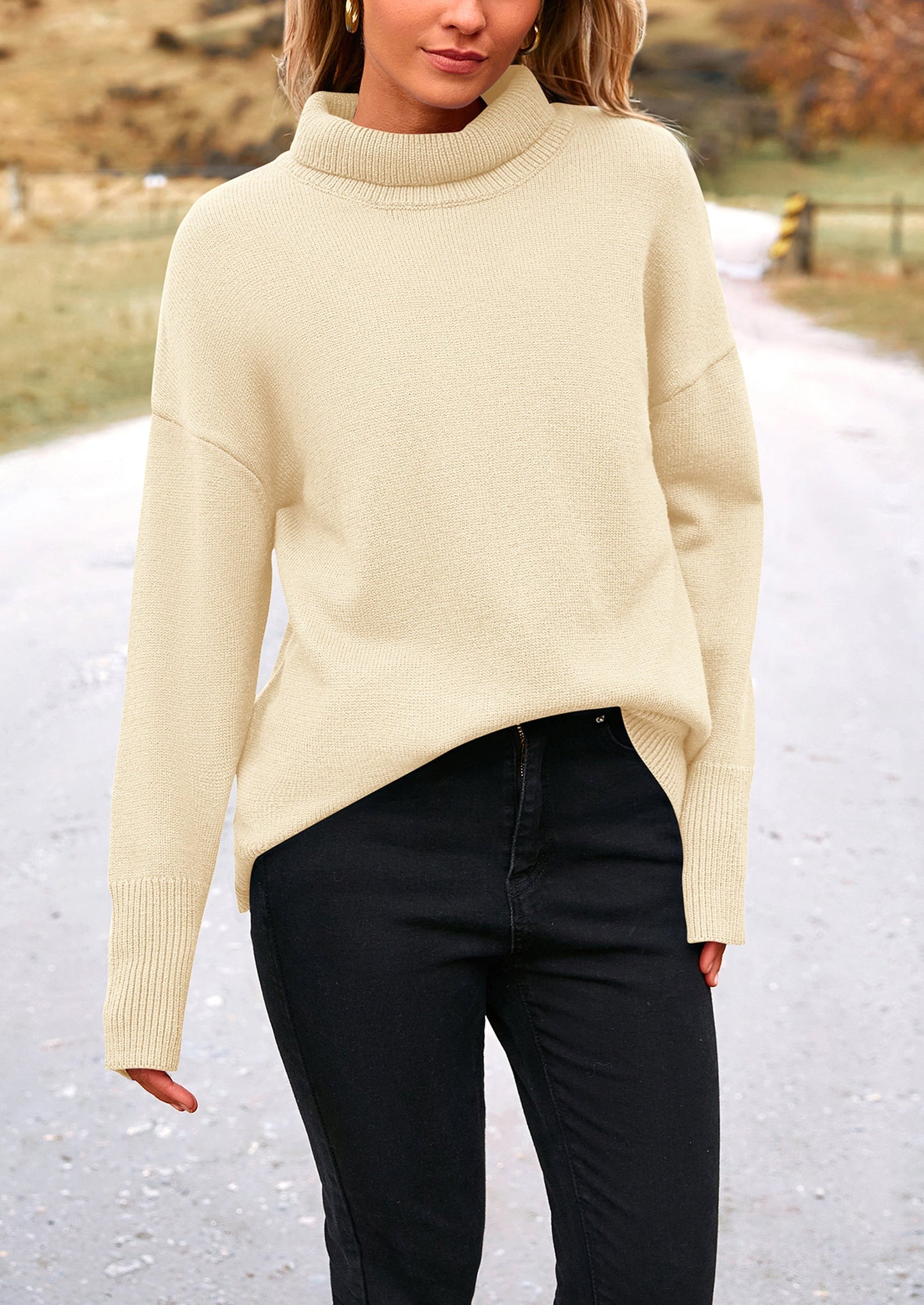 PRETTYGARDEN Women's Turtleneck Oversized Sweater Long Sleeve Chunky Knit Pullover Casual Winter Jumper Tops