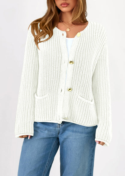 PRETTYGARDEN Cardigan Sweaters for Women Trendy Oversized Knit Chunky Button Cardigans Fall Winter Outfits with Pockets