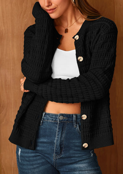 PRETTYGARDEN Women's Knit Cardigan Sweaters Casual Long Sleeve Open Front Button Down Trendy Jackets Outerwear