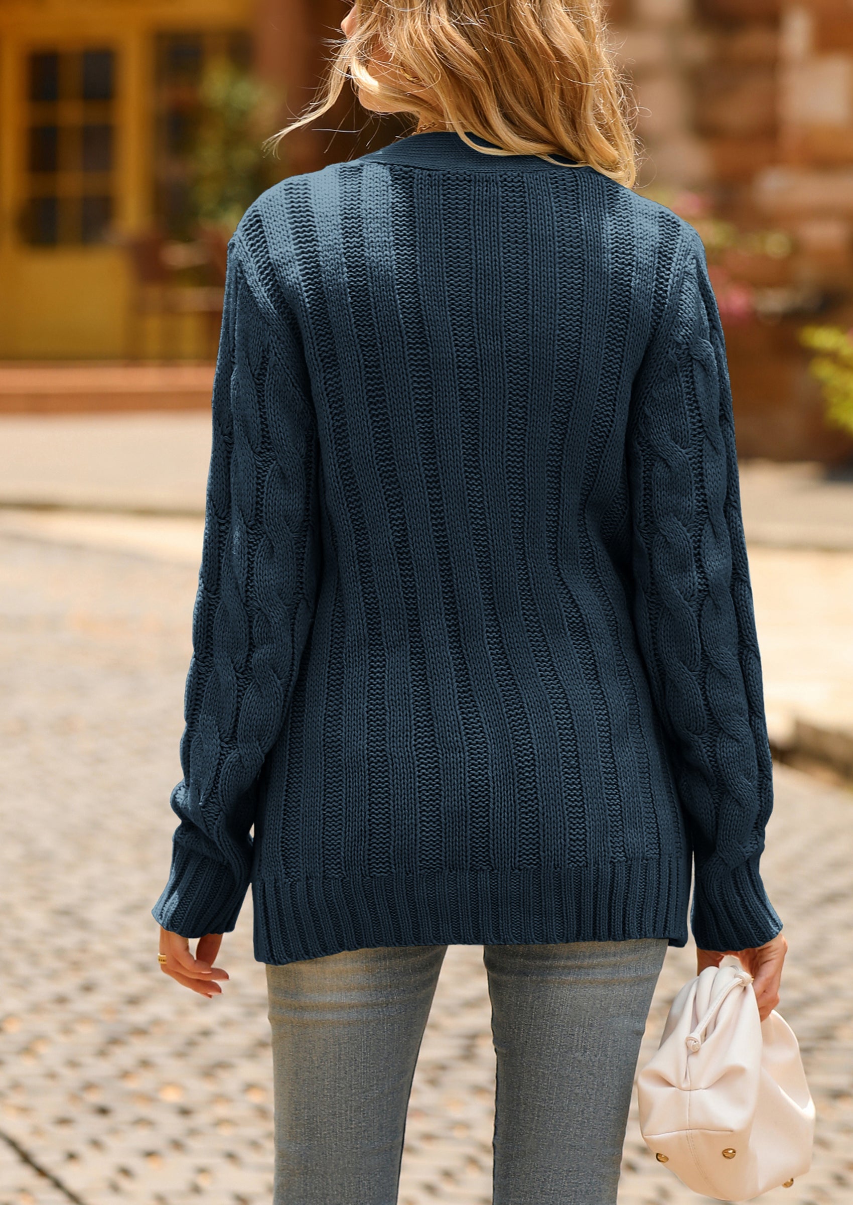 PRETTYGARDEN Women's Open Front Cardigan Sweaters Fall Fashion Button Down Cable Knit Chunky Winter Outerwear Coats
