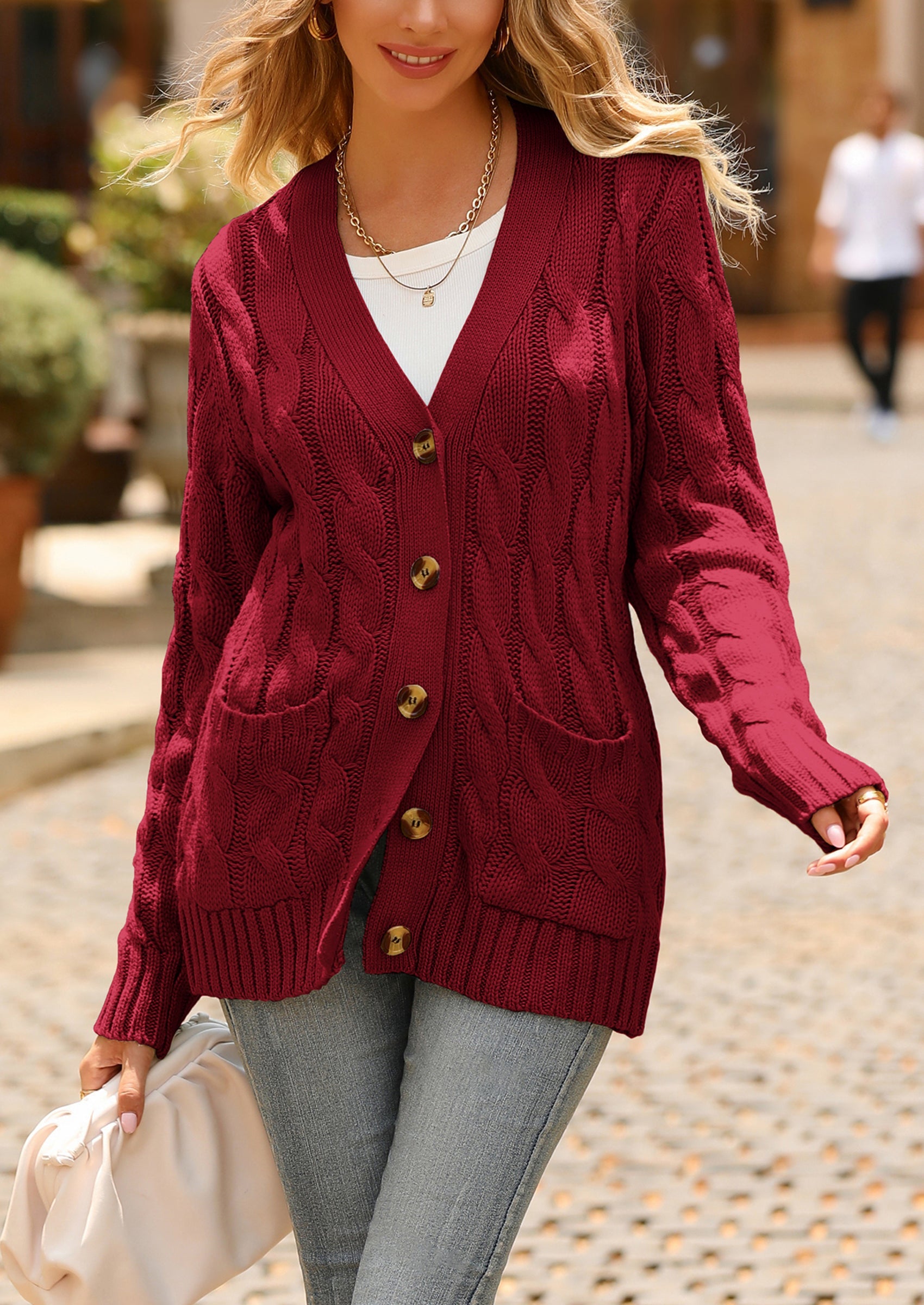 PRETTYGARDEN Women's Open Front Cardigan Sweaters Fall Fashion Button Down Cable Knit Chunky Winter Outerwear Coats