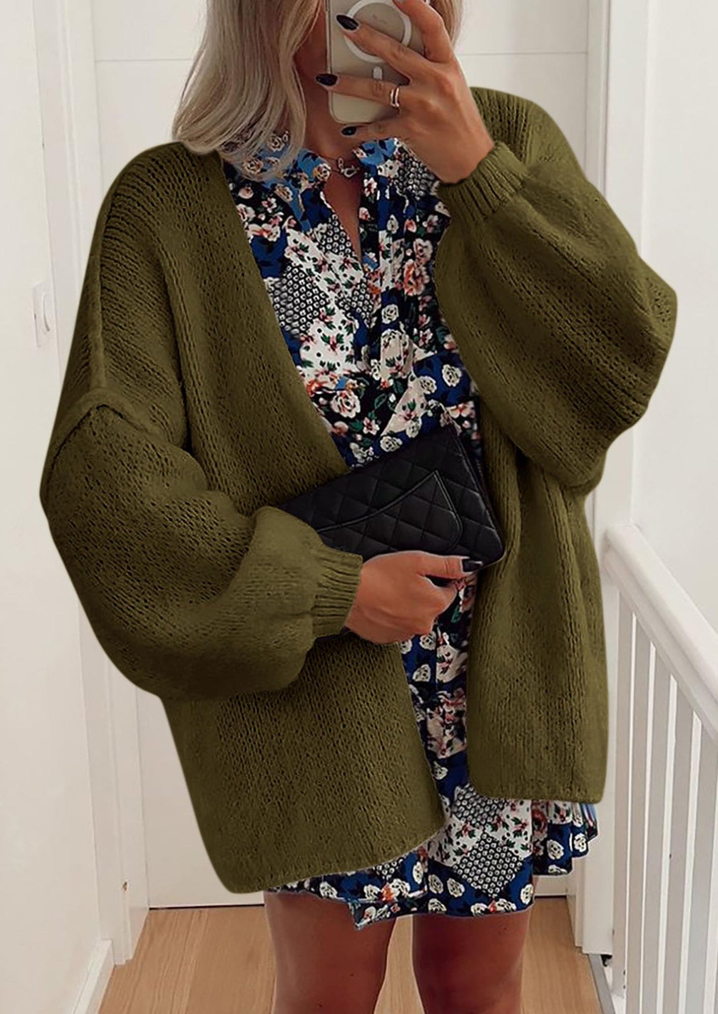 PRETTYGARDEN Womens Oversized Cardigan Sweaters Fall Long Lantern Sleeve Knit Open Front Lightweight Sweater