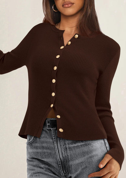 PRETTYGARDEN Womens Fall Cardigan Sweaters Lightweight Long Sleeve Button up Ribbed Knit Tops Winter Fashion Clothes