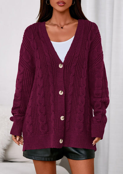 PRETTYGARDEN Women's Cable Knit Sweaters Fall Oversized Chunky Open Front Long Sleeve Cardigan Winter Coats