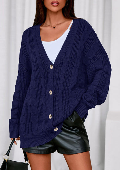 PRETTYGARDEN Women's Cable Knit Sweaters Fall Oversized Chunky Open Front Long Sleeve Cardigan Winter Coats