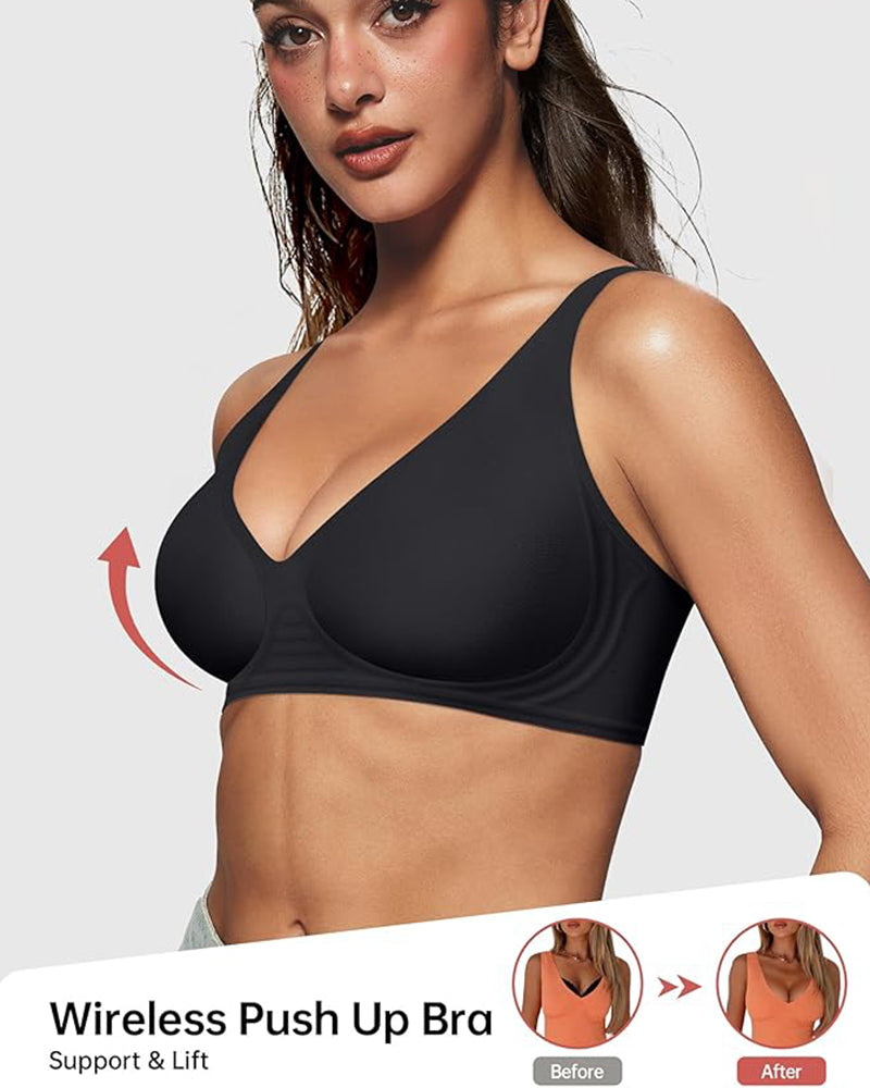 Seamless Deep V Push-Up Wireless Bra