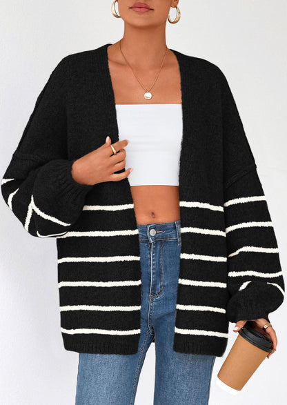 PRETTYGARDEN Womens Oversized Cardigan Sweaters Fall Long Lantern Sleeve Knit Open Front Lightweight Sweater