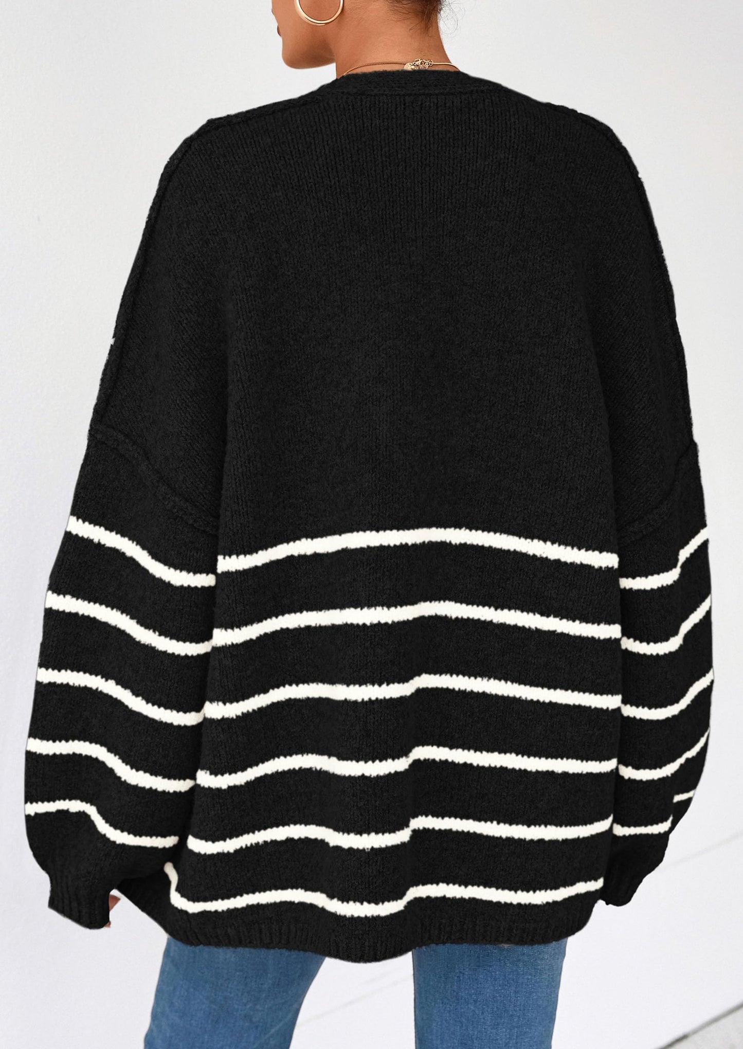 PRETTYGARDEN Womens Oversized Cardigan Sweaters Fall Long Lantern Sleeve Knit Open Front Lightweight Sweater