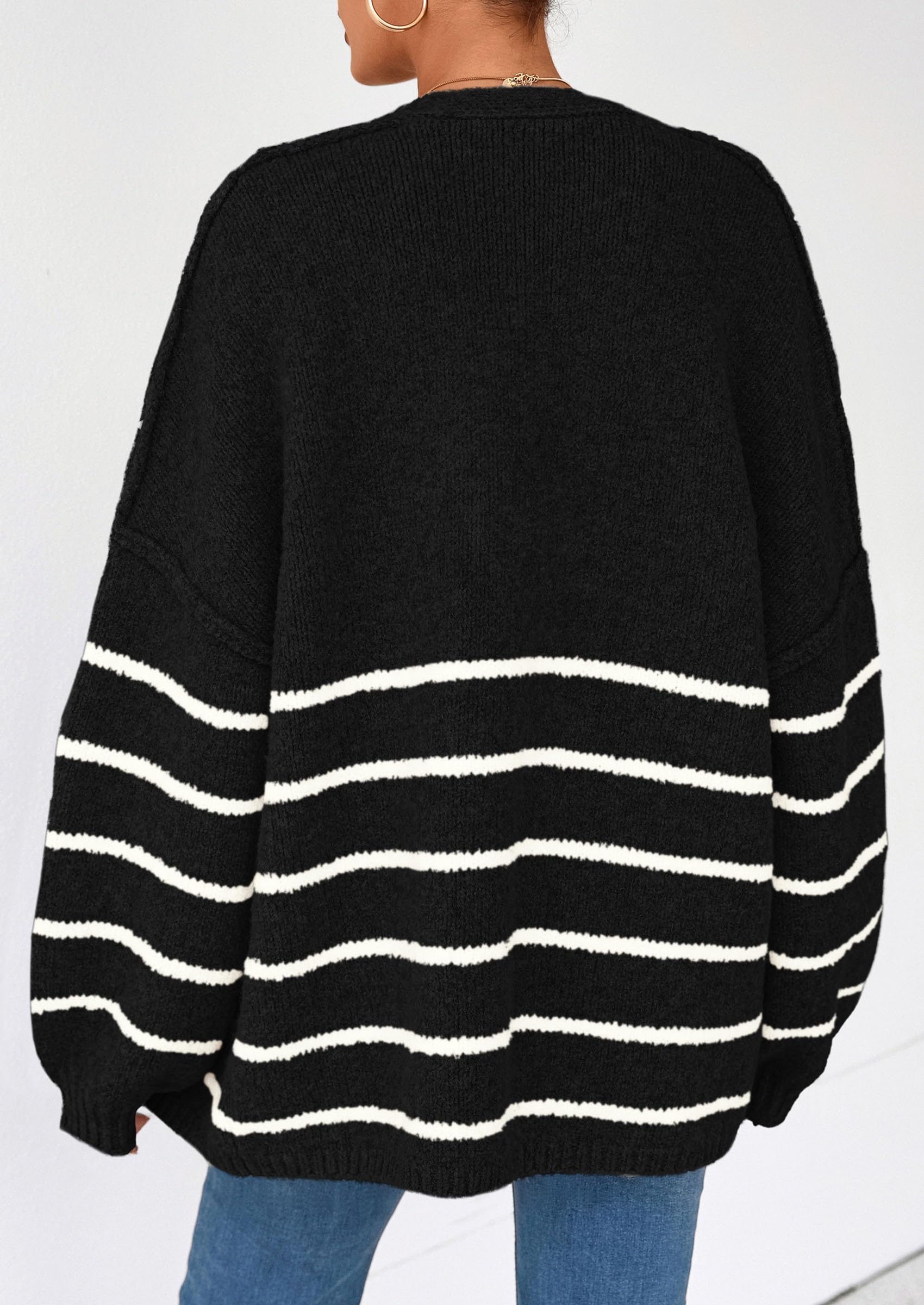 PRETTYGARDEN Womens Oversized Cardigan Sweaters Fall Long Lantern Sleeve Knit Open Front Lightweight Sweater
