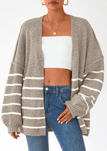 PRETTYGARDEN Womens Oversized Cardigan Sweaters Fall Long Lantern Sleeve Knit Open Front Lightweight Sweater