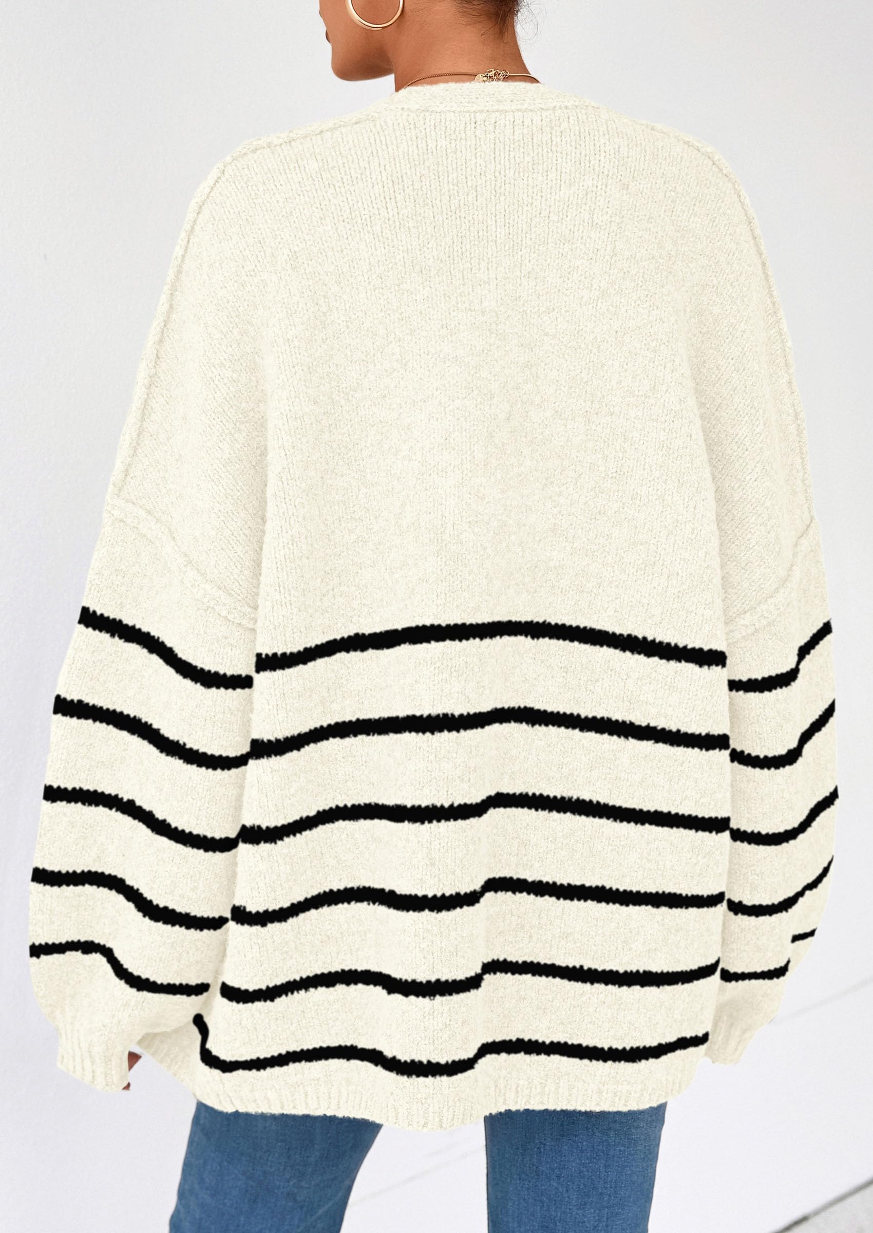 PRETTYGARDEN Womens Oversized Cardigan Sweaters Fall Long Lantern Sleeve Knit Open Front Lightweight Sweater