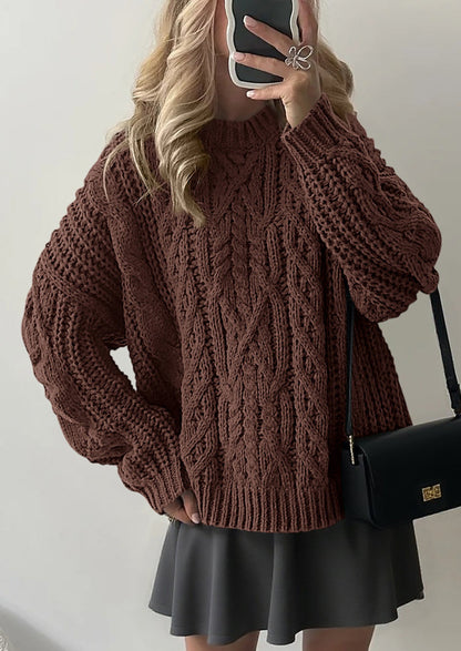 PRETTYGARDEN Women's Oversized Fall Sweaters Casual Long Sleeve Crewneck Chunky Cable Knit Pullover Tops Winter Clothes