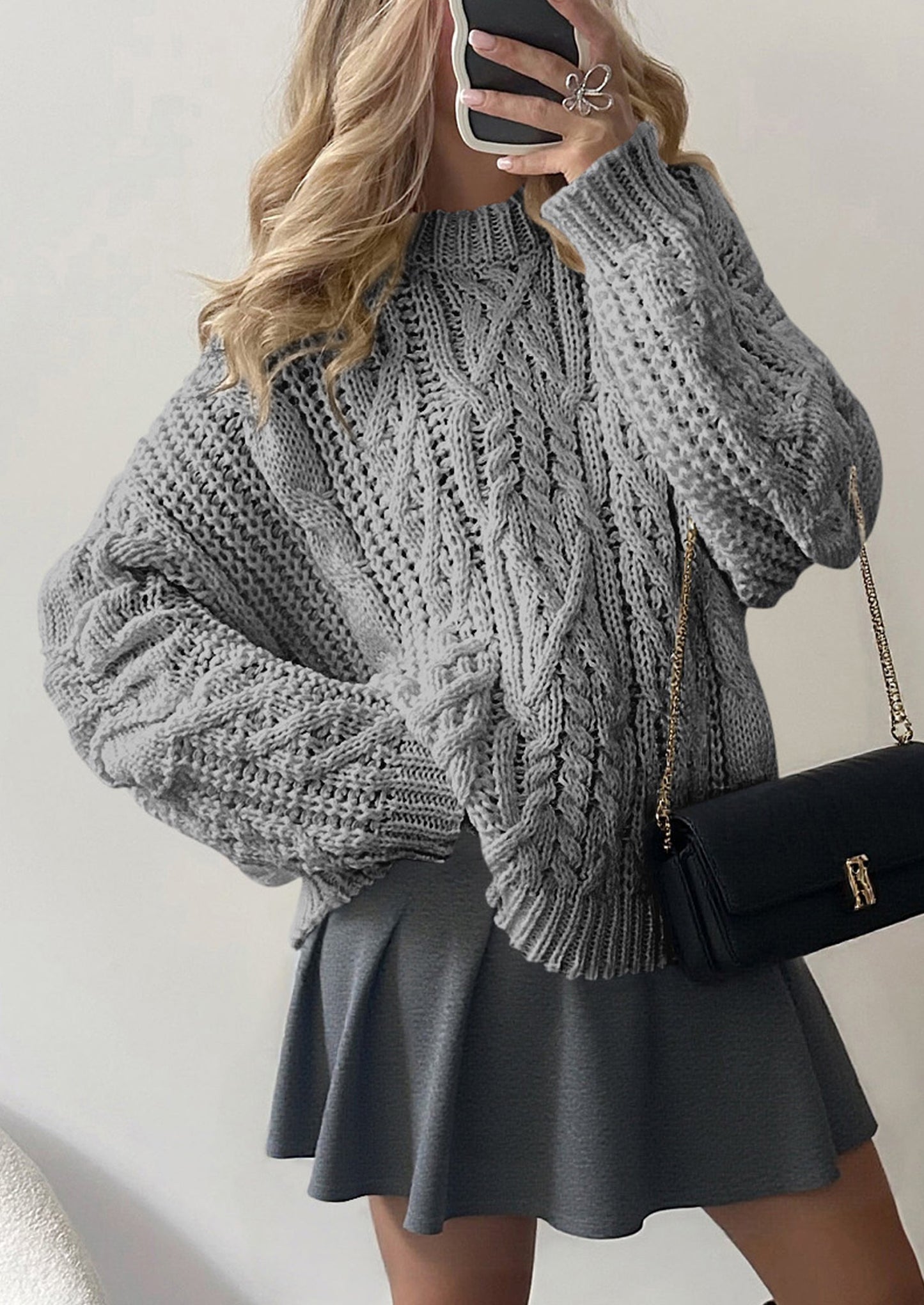 PRETTYGARDEN Women's Oversized Fall Sweaters Casual Long Sleeve Crewneck Chunky Cable Knit Pullover Tops Winter Clothes