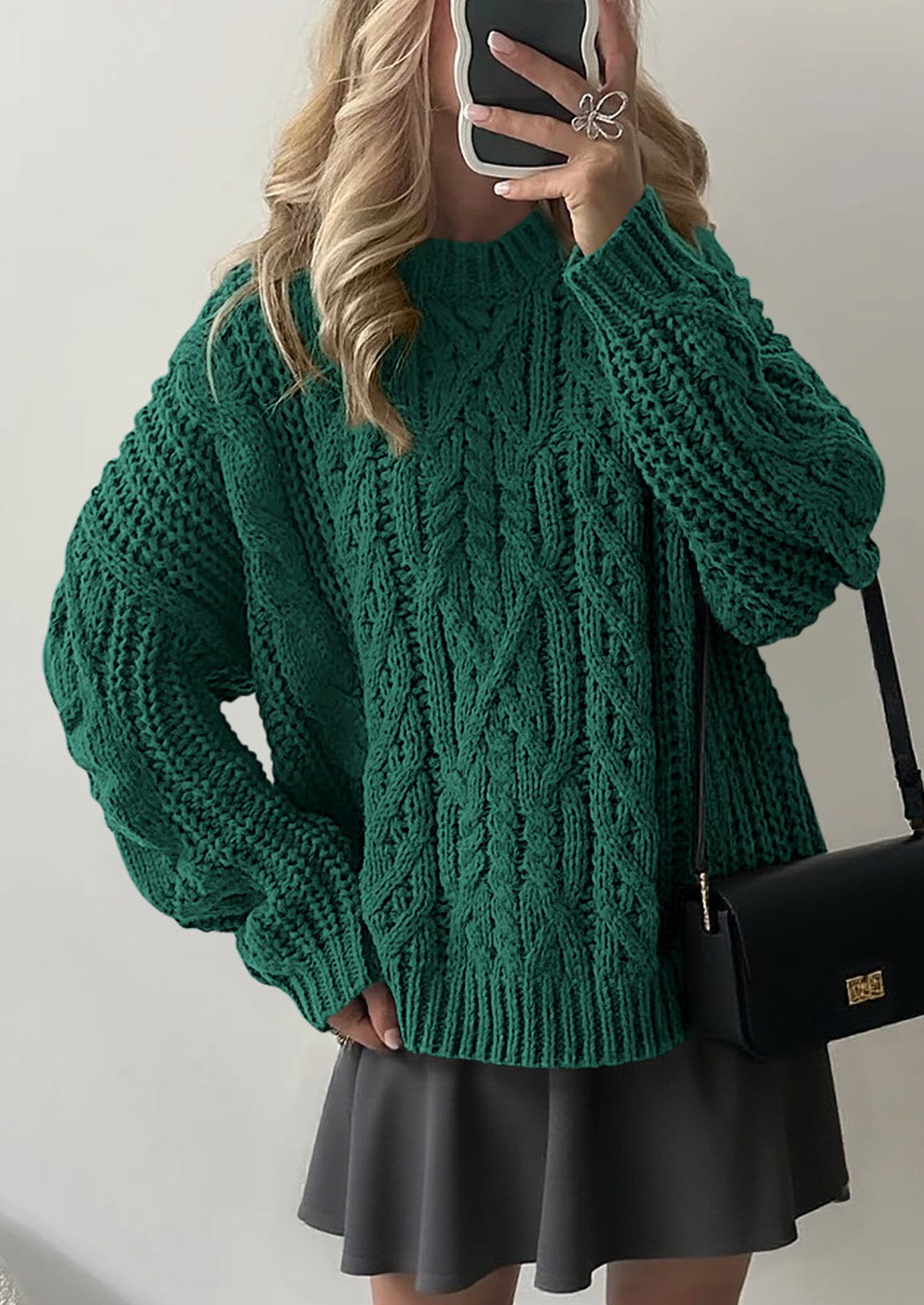 PRETTYGARDEN Women's Oversized Fall Sweaters Casual Long Sleeve Crewneck Chunky Cable Knit Pullover Tops Winter Clothes