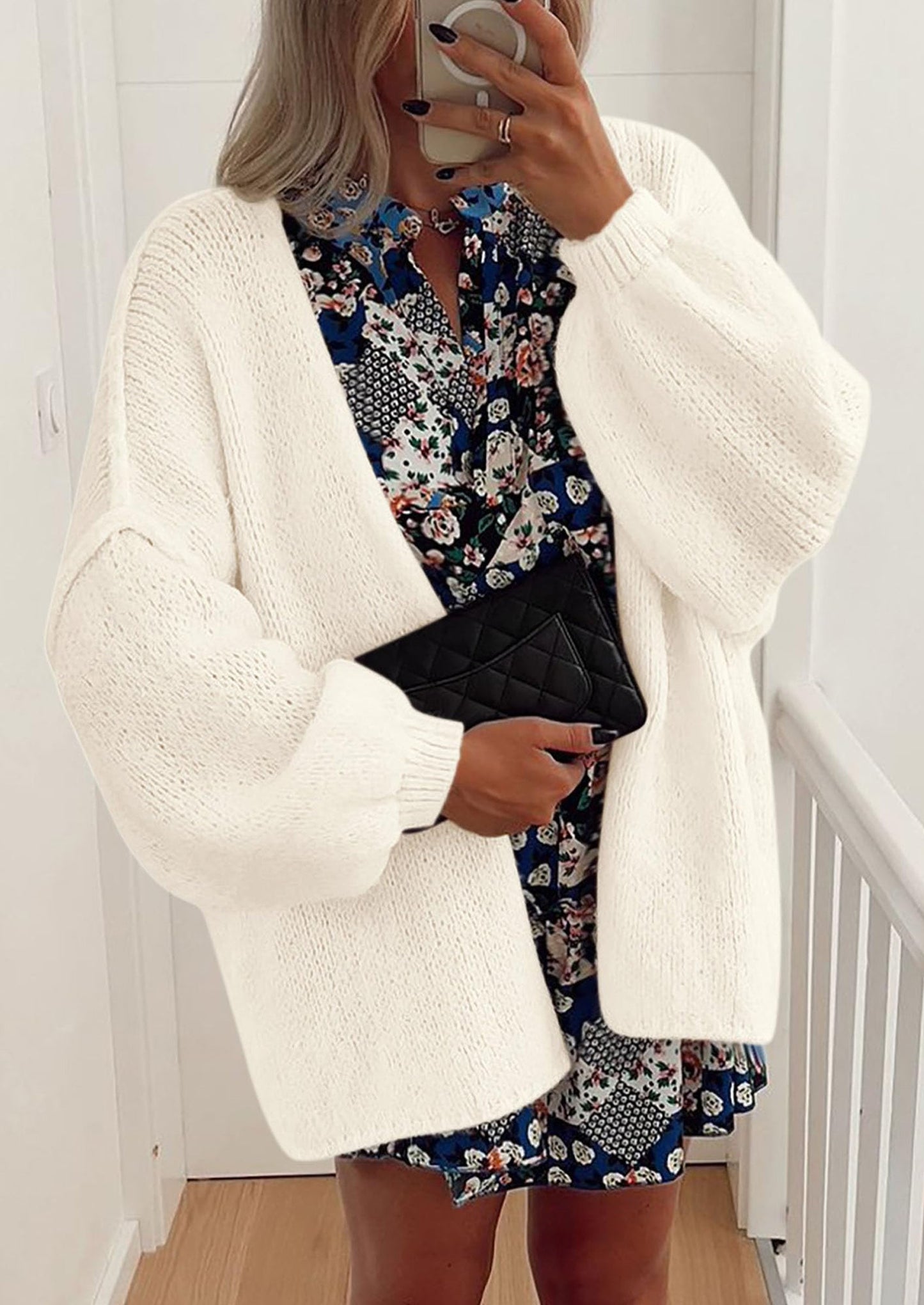 PRETTYGARDEN Womens Oversized Cardigan Sweaters Fall Long Lantern Sleeve Knit Open Front Lightweight Sweater